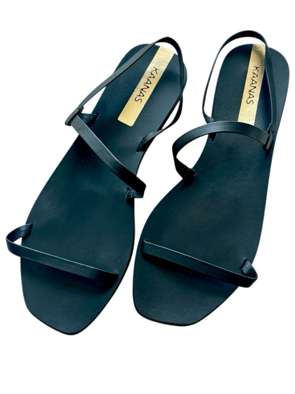 Kaanas Minimal Black Leather Strappy Sandals Size 8 NWOT